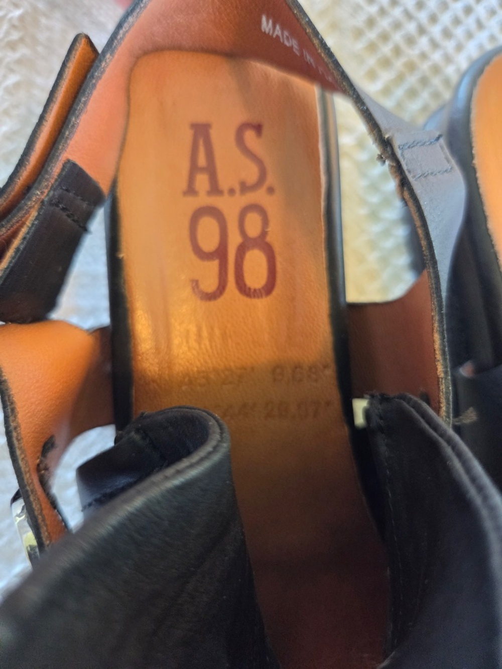 A.S. 98 sling back sandles 5.5 black leather outer and lining faux jewels Italy - Picture 7 of 13